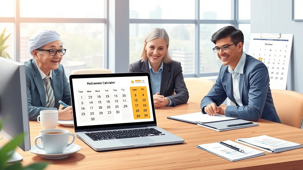 Realistic image of a retirement age calculator showing retirement date from DOB